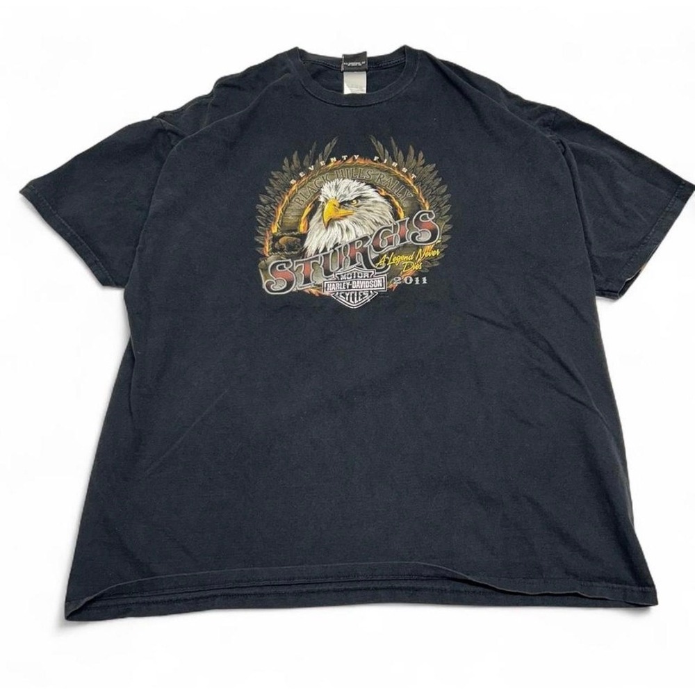Harley Davidson Sturgis 2011 Black Hills Rally Eagle T-Shirt Mens 3XL Black